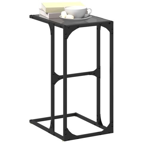 Tavolino Con Vetro Nero 40x30x61,5cm In Acciaio - Foto 3