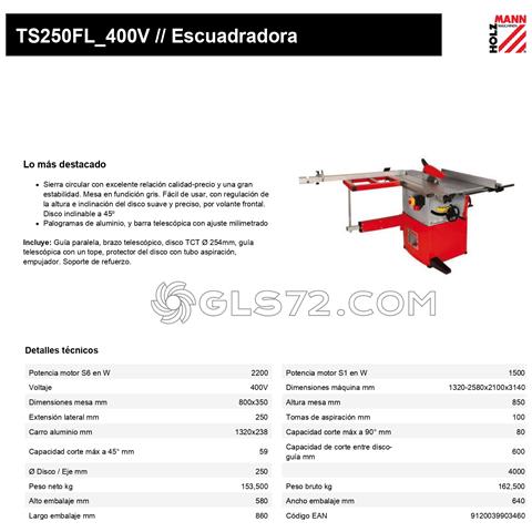 Banco Sega Squadratrice Per Legno Holzmann Ts250fl 400v - Foto 6