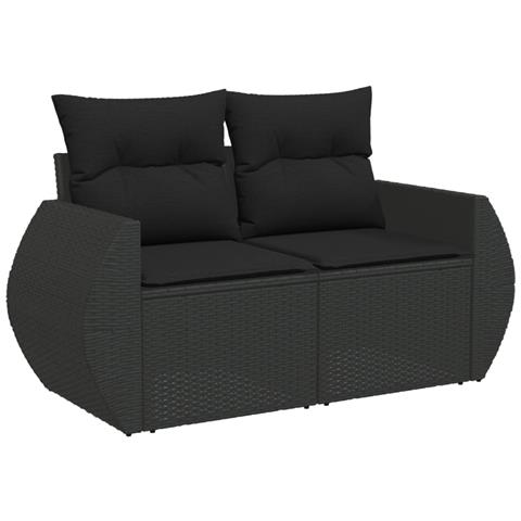 Set Divani Da Giardino 9 Pz Con Cuscini Nero In Polyrattan - Foto 3