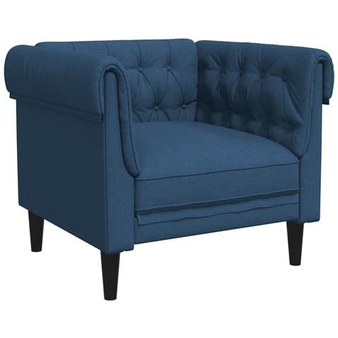 Poltrona Chesterfield Blu In Tessuto - Foto 2