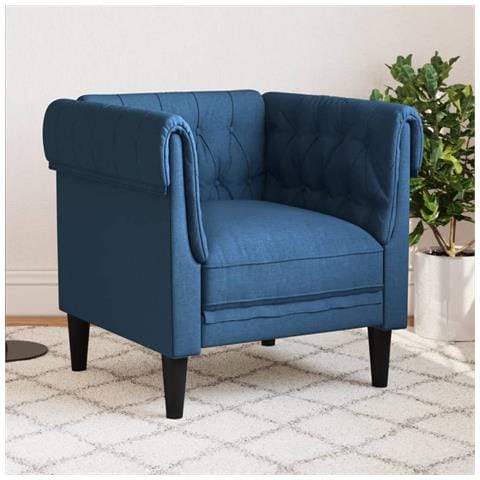 Poltrona Chesterfield Blu In Tessuto - Foto 1