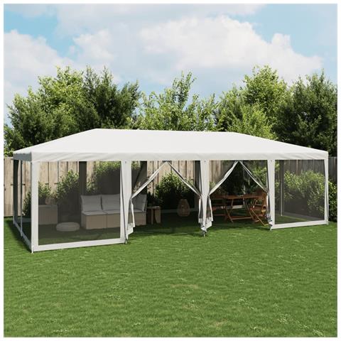 Tenda Per Feste Con 12 Pareti Laterali In Rete Bianco 8x4m Hdpe - Foto 1