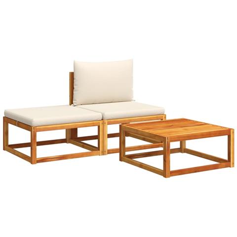 Lusso Casadino -  Set Di Divani Da Giardino 3 Pezzi Con Cuscini In Legno Di Acacia E Rattan - Foto 1