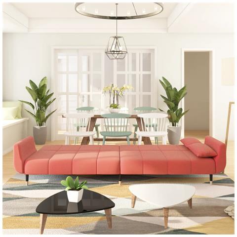 Divano Letto A 2 Posti Con 2 Cuscini Rosa In Velluto - Foto 2