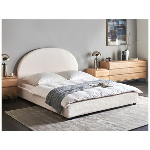 Letto Bouclé Vaucluse 160 X 200 Cm Bianco Sporco - Foto 1