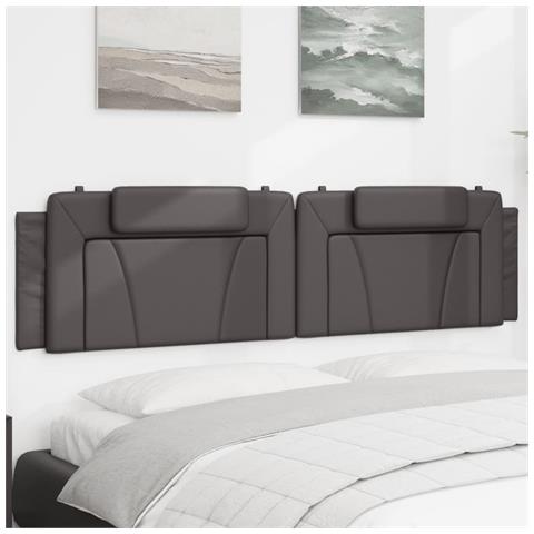 Cuscino Testiera Grigio 200 cm in Similpelle - Foto 2