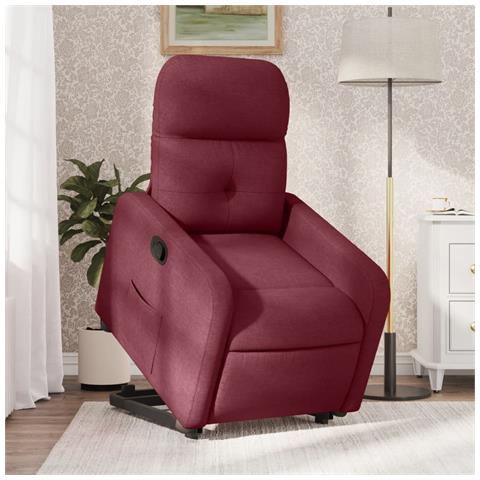 Poltrona Alzapersona Reclinabile Rosso Vino in Tessuto - Foto 2