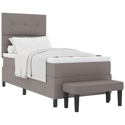 Letto box spring con materasso e panca grigia 80x200 cm tessuto - Foto 1