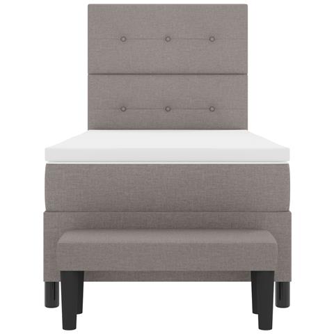 Letto box spring con materasso e panca grigia 80x200 cm tessuto - Foto 9