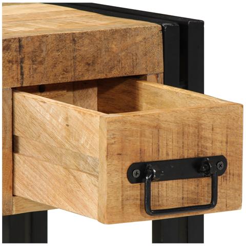 Tavolino con cassetto nero 30x30x40 cm in legno massello di mango - Foto 9