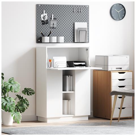 Scrivania Bianca Bianca Legno Ingegnerizzato Media - Foto 2