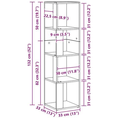 Libreria Nera in Rovere 33x33x132 cm in Legno Ingegnerizzato - Foto 8
