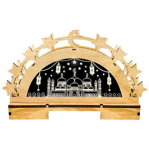 Lampada Ramadan In Legno Con Led A Forma Di Stella E Luna 3d Decorazione Eid Mubarak - Foto 1