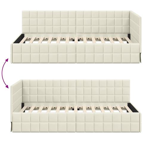 Cornice del letto ad angolo Crema 100 x 200 cm Velluto - Foto 9