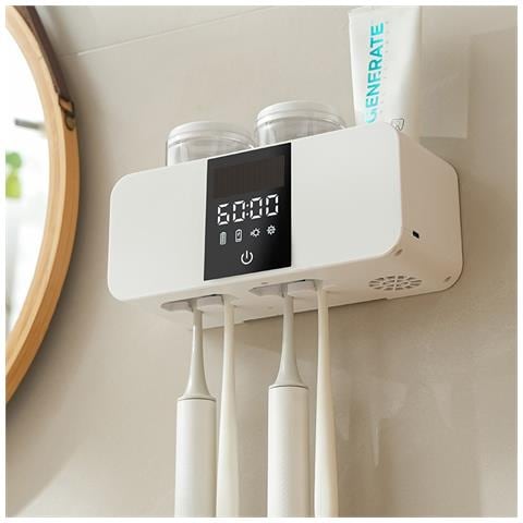 Sterilizzatore Porta Spazzolino Uv Intelligente - Disettante Elettrico Da Parete Con Timer White - Foto 2