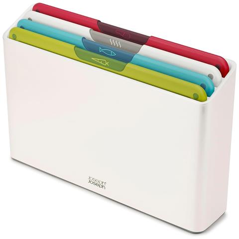 Set Taglieri Folio Icon Quattro Pezzi Bianchi Per Cucina Superfici Testurizzate Previene Contaminazione Incrociata Con Custodia Antiscivolo - Foto 1