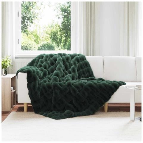 Coperta in Pelliccia di Coniglio Finta 4 pcs Verde Scuro - Foto 2