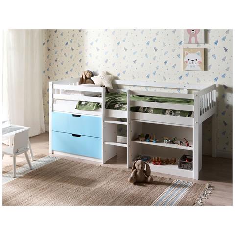 Letto A Mezza Altezza Legno Susville 90 X 200 Cm Blu - Foto 1