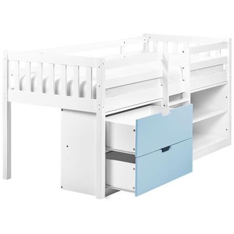 Letto A Mezza Altezza Legno Susville 90 X 200 Cm Blu - Foto 2