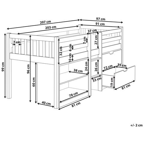 Letto A Mezza Altezza Legno Susville 90 X 200 Cm Blu - Foto 6