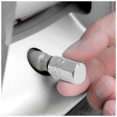 Set Di 5 Tappi Per Valvole Schrader Per Auto, Robusti E Resistenti, Argento - Foto 2