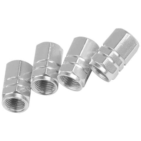 Set Di 5 Tappi Per Valvole Schrader Per Auto, Robusti E Resistenti, Argento - Foto 1