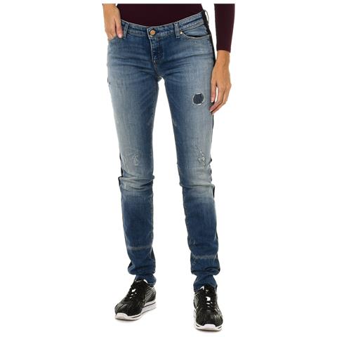 Pantaloni Lunghi Da Donna In Denim Effetto Consumato E Strappato 6y5j06-5d2zz - Foto 1