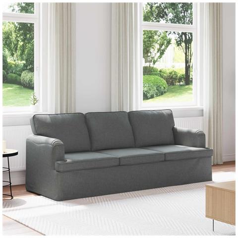 Divano Grigio scuro 201 x 80 x 85 cm Tessuto - Foto 2