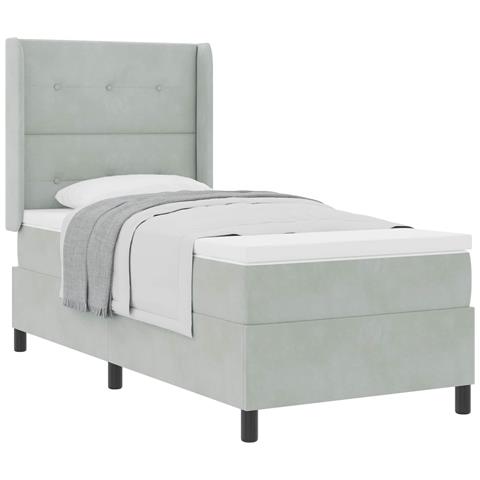 Letto a molle con materasso Grigio chiaro 90 x 200 cm Velluto - Foto 1