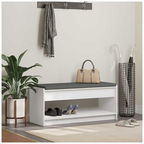 Panca per ingresso con cuscino Bianco 103 x 38 x 45 cm - Foto 2