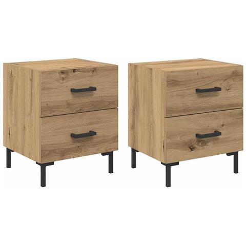 Armadio da Notte 2 pcs Rovere artigianale 40 x 35 x 47,5 cm - Foto 1