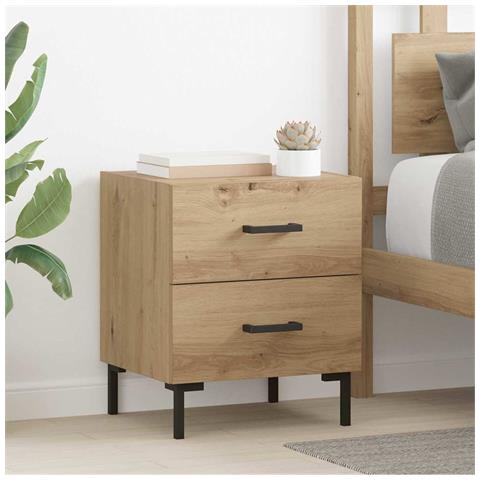 Armadio da Notte 2 pcs Rovere artigianale 40 x 35 x 47,5 cm - Foto 2