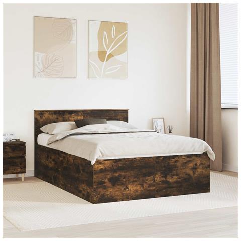 Struttura del letto Rovere fumé 160 x 200 cm Legno multistrato - Foto 2