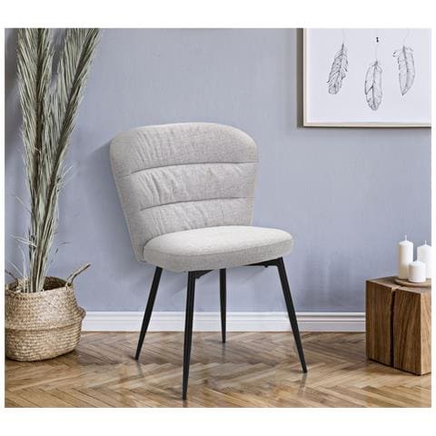 Sedia Losanna Grigia Imbottita In Tessuto Con Gambe In Metallo - Set 2 Pz - Foto 8