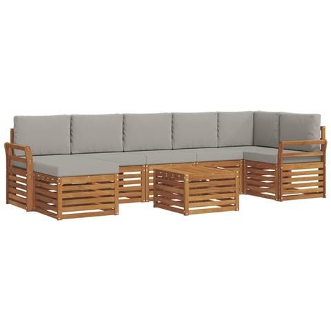 Set divani con cuscino 8 pcs Grigio Naturale e Chiaro - Foto 1