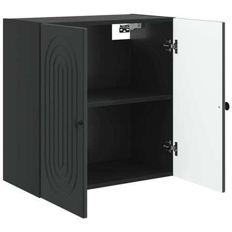 Mobiletto a muro Nero 59 x 31 x 60 cm Legno ingegnerizzato - Foto 2