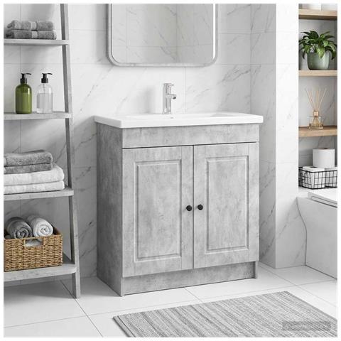 Mobiletto da bagno sotto il lavello Grigio Cemento - Foto 2