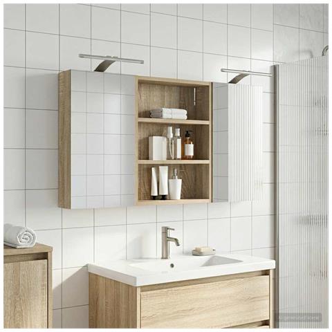 Set di Armadi da Bagno con lo scaffale 3 pcs 100 x 10,5 x 50 cm - Foto 2