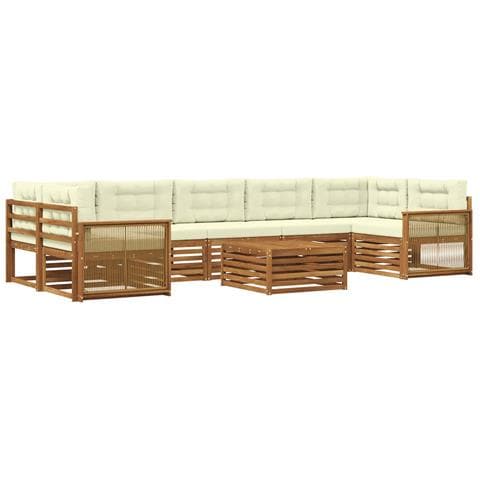 Set di divani da esterno con cuscino 8 pcs Naturale e Crema - Foto 1