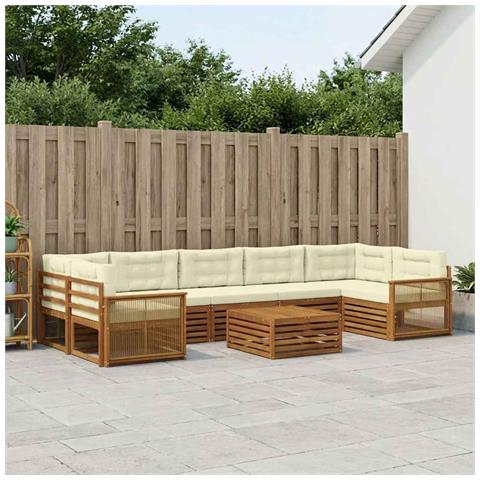 Set di divani da esterno con cuscino 8 pcs Naturale e Crema - Foto 2