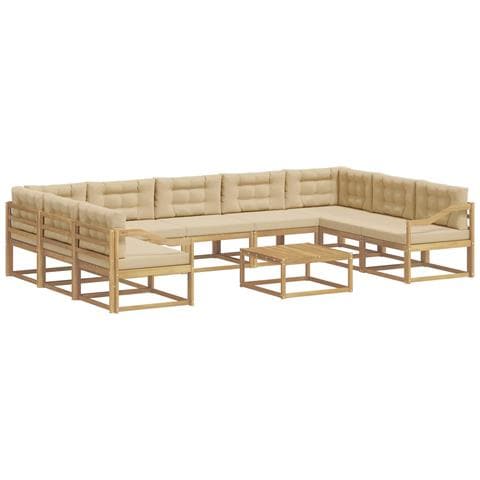 Set di divani da esterno con cuscino 10 pcs Bianco e Beige - Foto 1