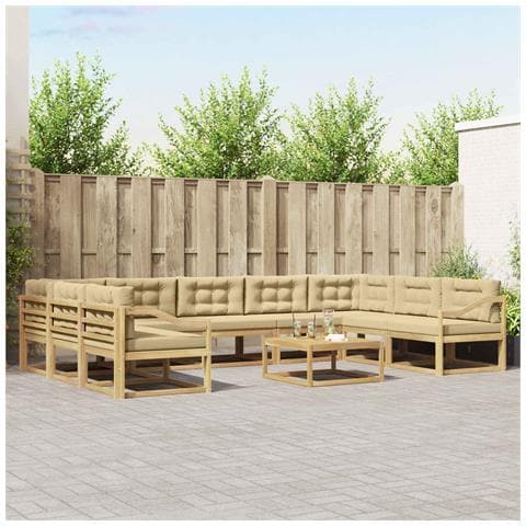 Set di divani da esterno con cuscino 10 pcs Bianco e Beige - Foto 2