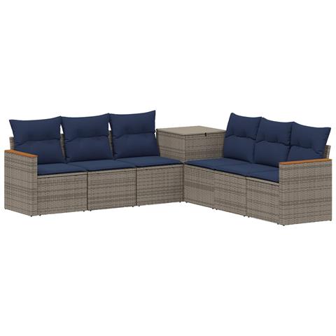 Set di divani 7 pcs Grigio e Blu Navy - Foto 1