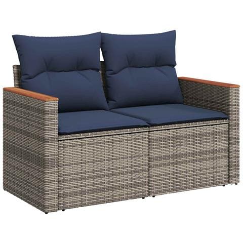 Set di divani 7 pcs Grigio e Blu Navy - Foto 2