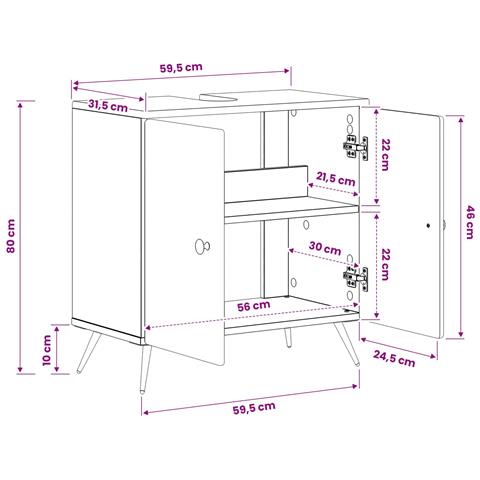 Armadio per Lavabo da Bagno BREDA Legno antico - Foto 9
