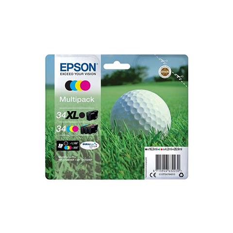 T3479 Golf ball Cartuccia Multipack Originale Nero Ciano, Magenta, Giallo - C13T34794020 - Foto 1