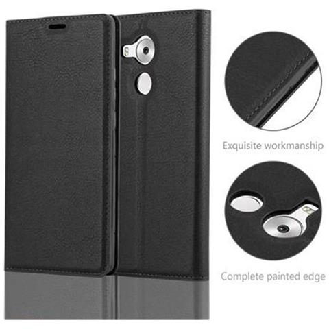 Custodia Compatibile Con Huawei Mate 8 In Nero Di Notte - Coperchio Protettiva Con Chiusura Magnetica, Funzione Stand E Tasca Per Le Carte - Foto 8