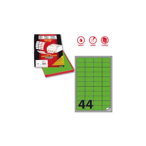 Etichetta Adesiva A / 406 Verde Fluo 100fg A4 47,5x25,5mm (44et / fg) Markin - Foto 1