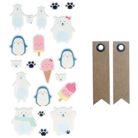 Adesivi Puffies - Gelato Adorabile + 20 Etichette Kraft Con Gagliardetto - Foto 1