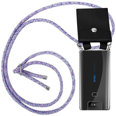 Catena Di Telefoni Cellulari Compatibile Con Asus Zenfone 6 In Unicorn - Coperchio Protettivo In Silicone Con Anelli D'argento, Cinturino In Corda E Custodia Staccabile - Foto 1